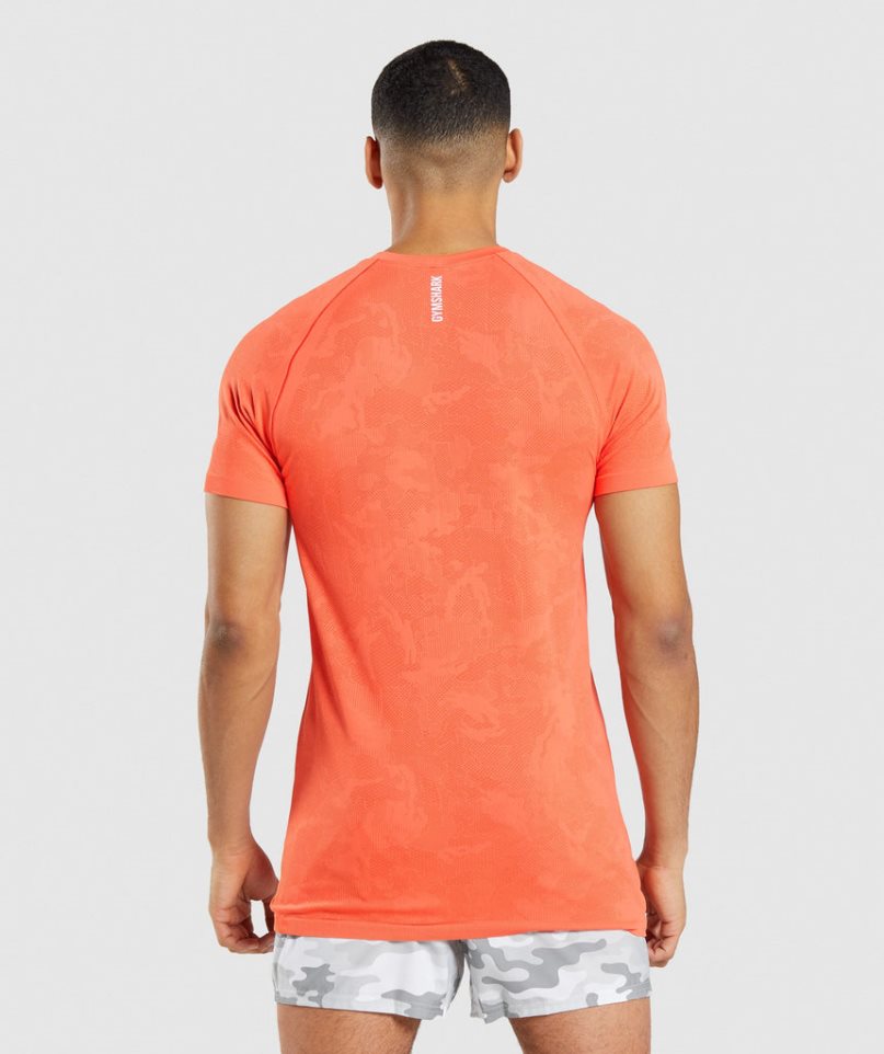 Men's Gymshark Geo Seamless T-Shirts Orange | CA N8153D